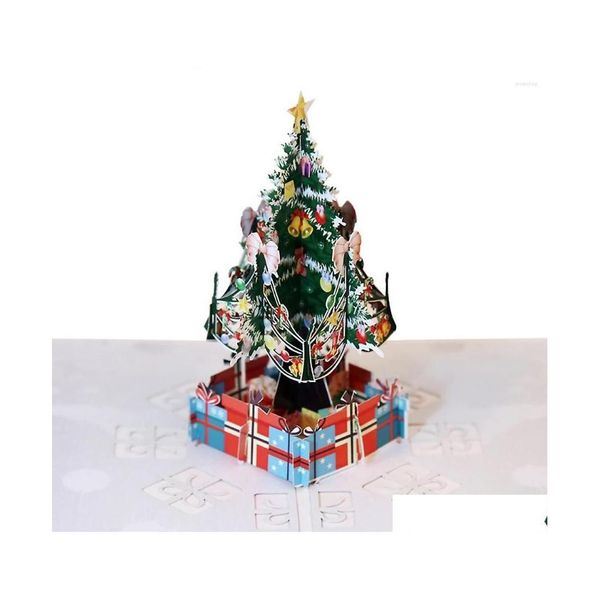 Noel dekorasyonları Noel dekorasyonları Merry Vintage 3D lazer kesilmiş kağıt el yapımı özel tebrik kartları hediyeler hediyelik eşyalar postc dhaez