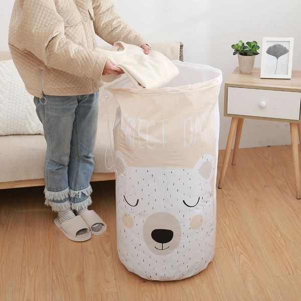 Bolsas de armazenamento Cartoon Urso Bolsa dobrável Roupas transparentes cobertor Baby Toy Basket Travel São de mala
