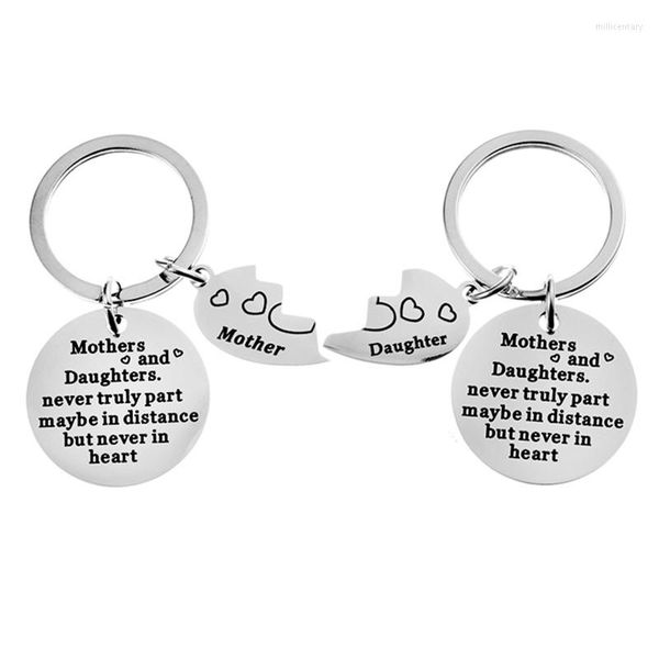 Keychains 2pcs Silber Matching Heart Form Mutter und Tochter Liebesbaum des Lebens Keychain Freund Trendy Schmuck