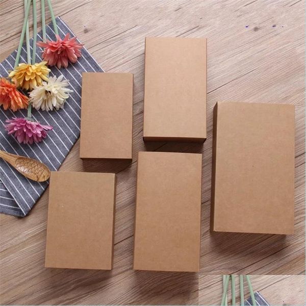 Broad Brown Kraft Paper der Box Wedding Birthday Favor Favor Gift Candy Cardboard Caixa de pacote Rec para ch￡ perfumado 1HJ5 YY DHKEK