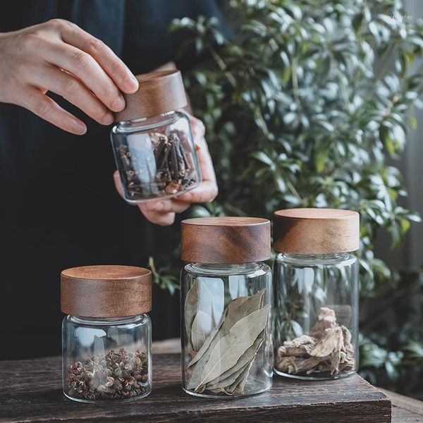 Bottiglie di stoccaggio Barattolo di caramelle in vetro trasparente Tè con coperchio Contenitore per alimenti da cucina ermetico per uso domestico, piccoli chicchi di caffè, noci