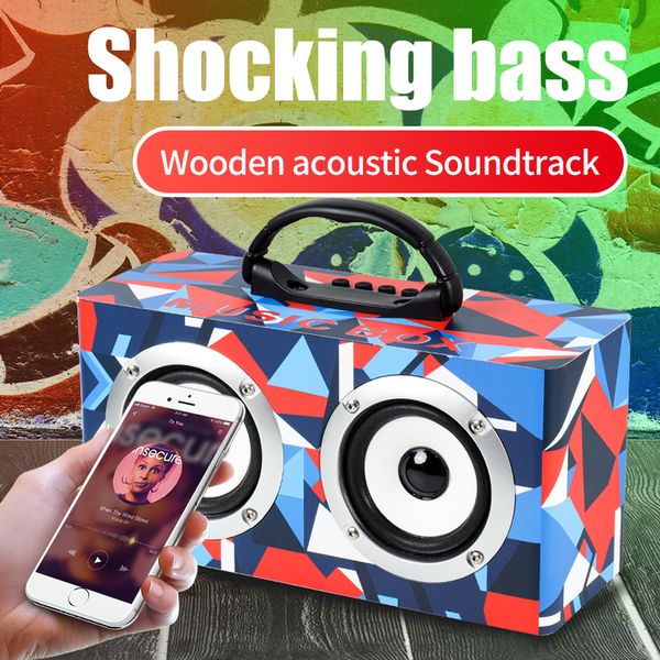M2 Soundbar in legno Altoparlante Bluetooth senza fili Subwoofer portatile da esterno Bassi scioccanti Stereo Hi-Fi Boombox Centro musicale con FM