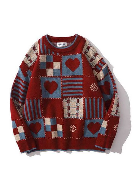 Kadın Sweaters JMPRS Vintage Kadın Kazak Bf Kış Hip Hop Sokak Giyim Harajuku Retro Japonya Tarzı Aşk Örme Jumper Çiftler Sonbahar Ceketleri J220915