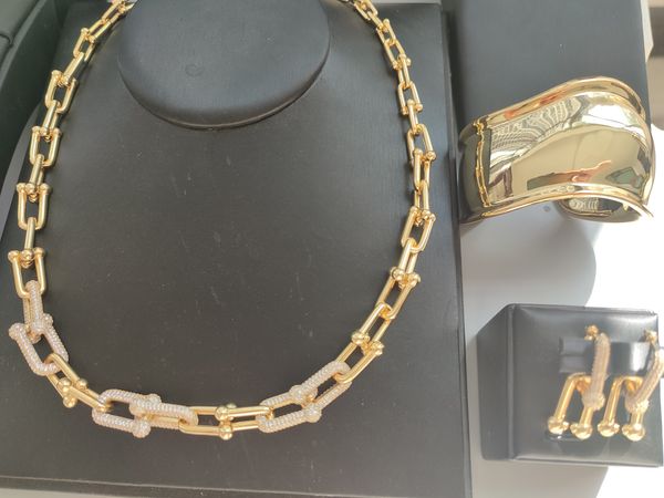 New luxury rose gold sliver Chain womens pendant long 45cm designer necklace jewelry bracelet necklaces Engagement set for women Men Couple Wedding Party with box
