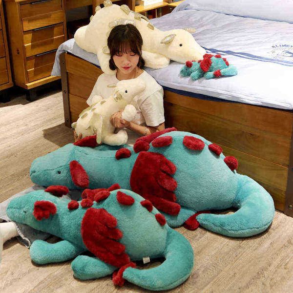 30120Cm Fluffy Blue Pterosauria Dragon Rabbit Cuddle Farcito Evil Red Fly Wings Fire Dragon Cuddles Doll Toy For ldren Boy J220729