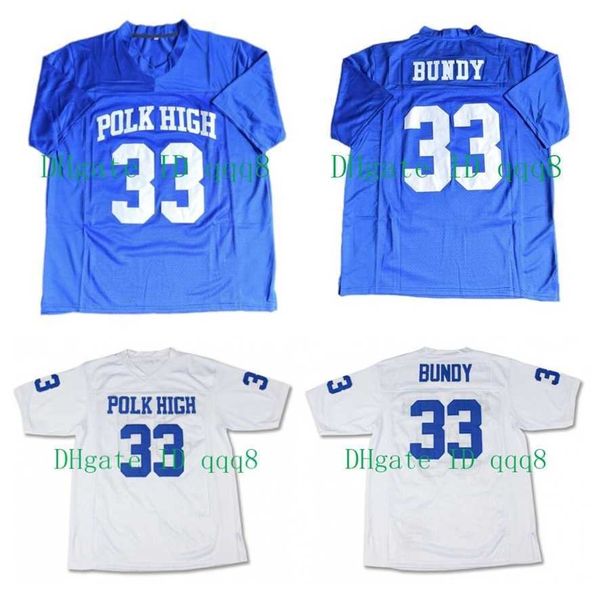 American College Football Wear 33 Al Bundy Jersey Polk High White Blue Movie Football Jersey Cucite S-XXXL