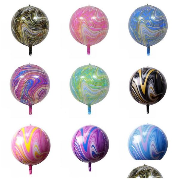 Andere Event Party Supplies 22 Zoll Marmor Achat Ballon Aluminiumfolie Regenbogen Tie Dye Hochzeit Babyparty Geburtstagsfeier Ostern Bal Dhuhn