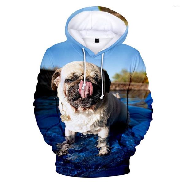 Erkek Hoodies 2 ila 14 Yaşındaki Çocuk Pug Karikatür Sweatshirts 3d Erkek Kadın Pullover Bahar Sonbahar Boş Zaman Çift Kıyafet