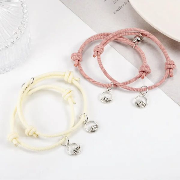 1 paio di magneti stile Ins attrae braccialetti per coppie moda semplice braccialetti intrecciati gioielli regalo per donna uomo all'ingrosso