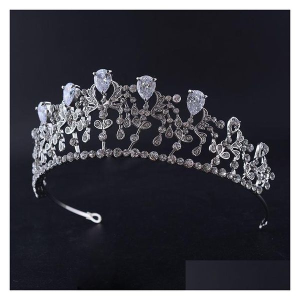 Jóias para o cabelo do casamento Vintage Barroco Nupcial Tiaras Acessórios Sier White Princess Headwear Diamantes deslumbrantes Casamento e Cr Dhgarden Dhc9K