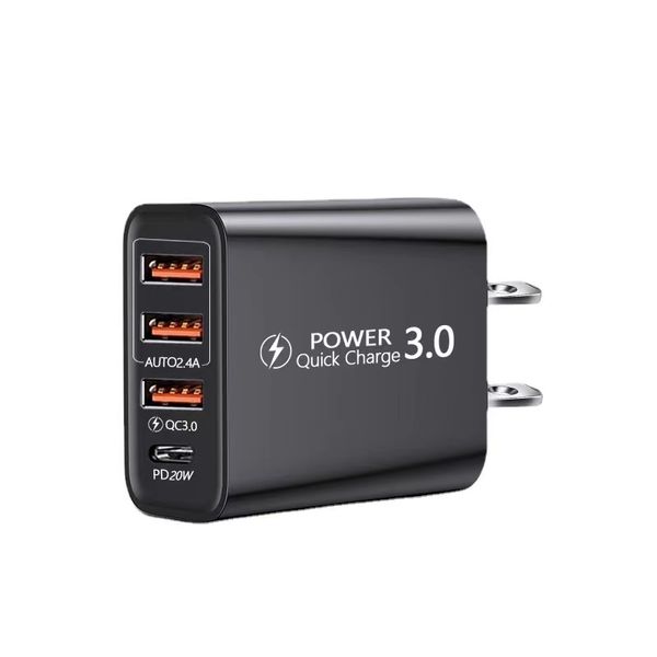 PD USB-C AC AC Home Travel Wall Charger Адаптеры Power Adapters 4 Ports High Speed ​​Charge Charger US EU UK Plugs для Samsung S21 S22 iPhone 12 13 14 Xiaomi Android Phone mp3