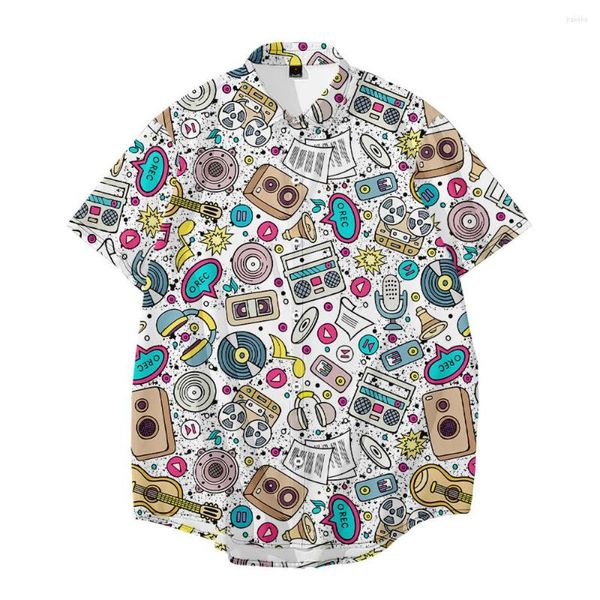 Мужские повседневные рубашки 2022 мужская лацкальная рубашка с коротким рукавом с коротким рукавом большого размера 3D Printed Top с карманами