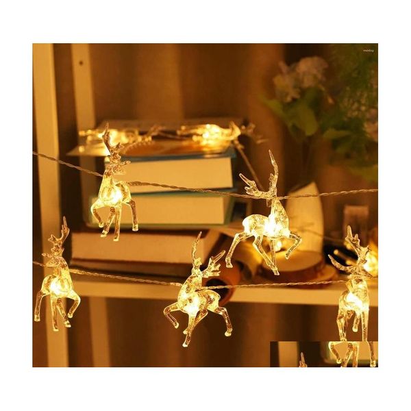 Decora￧￵es de Natal Decora￧￵es de Natal Deer Led String Light 10Led Battery Operated Reindeer Decora￧￣o interna para luzes dom￩sticas dhusi