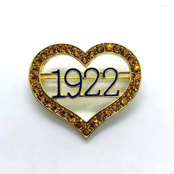 Broşlar altın kakma kalp şeklindeki metal 1922 etiket cazibesi broş sigma gamma rho kız öğrenci yurdu toplumu sembolik mücevher pimi