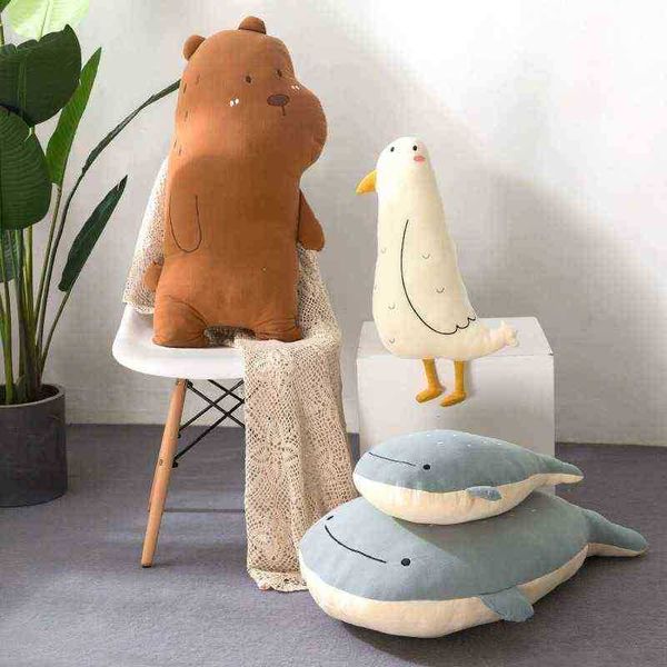 5080Cm Ins Sea Bird Plush Whale Cuddle Farcito Soft Plushie Sea Animals Whale Bear Pop Animali di peluche Bambini Cute Gift J220729