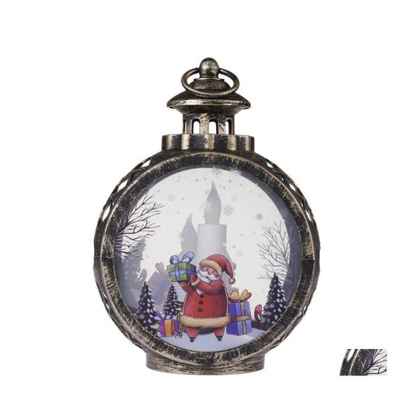 Decorações de Natal Decorações de Natal Papai Noel Lantern Light com vela LED para ornamentos de árvore de Navidad em casa Presentes de Natal DRO DHVTB