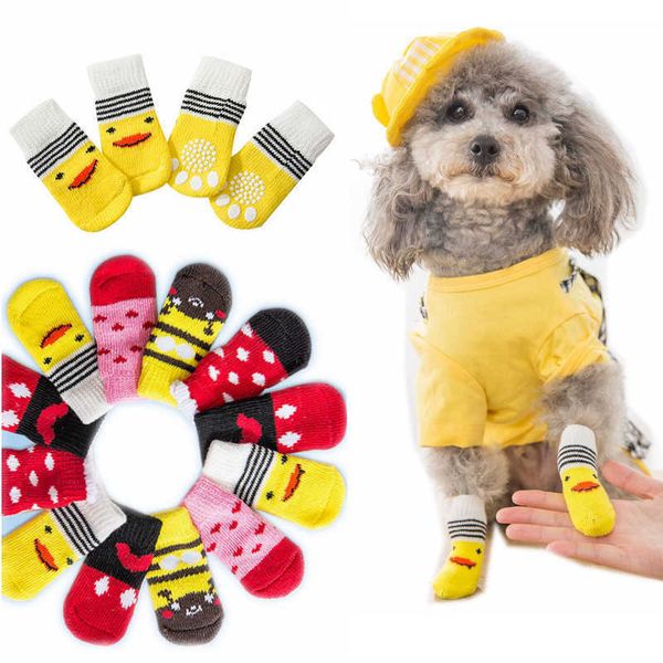 Colore all'ingrosso 16 Autunno Inverno Pet Cani Calzini Abbigliamento per cani Antiscivolo Scarpe piccole lavorate a maglia Spessore caldo Protezione zampa Cucciolo Gatto Abbigliamento interno