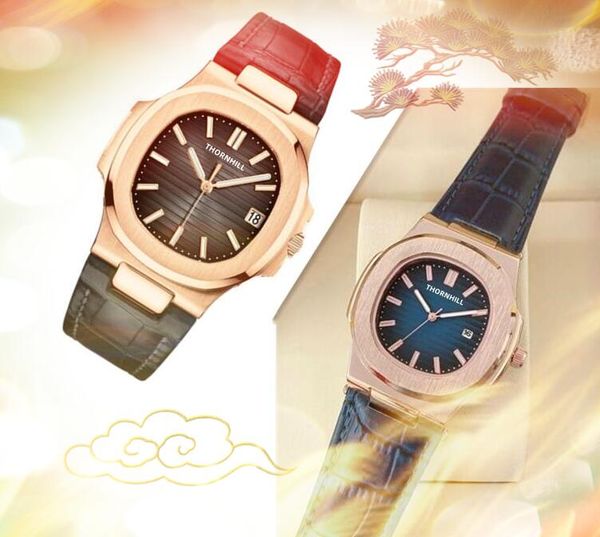 Премиальные знаменитые квадратные простые часы на циферблат 40,5 мм кварцевые движения мужское время мужчины три стехи синие черные кожаные ремни наручные часы Montre de Lux