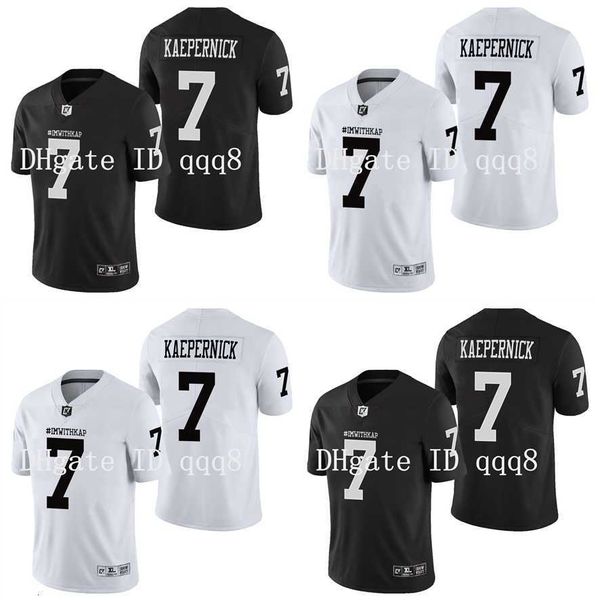 Abbigliamento da football universitario americano Qualità superiore 1 Maglia IMWITHKAP 7 Maglia COLIN KAEPERNICK IM CON KAP Maglia da football universitaria nera bianca