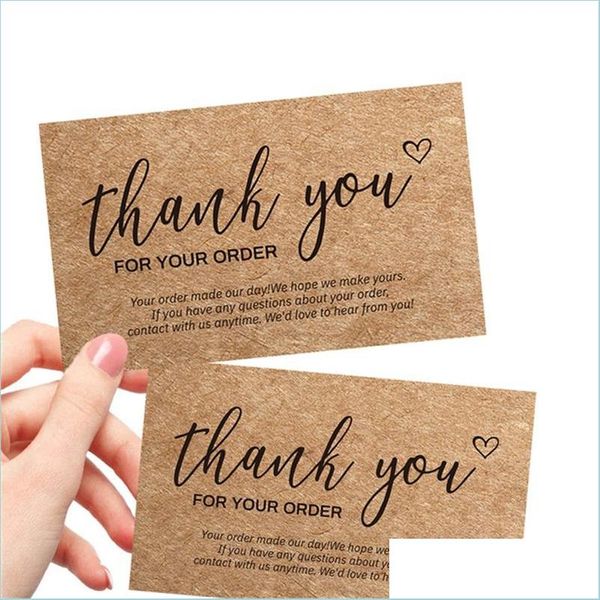 Produtos de papel agradecer cartões de pedido kraft produtos de papel obrigado cartolinho cartolina de compra inserções para apoiar o pequeno busin dhiqw