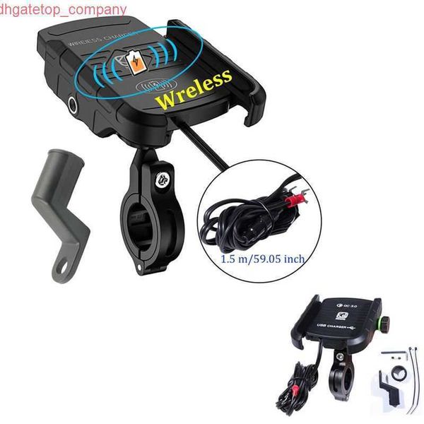 Auto-Motorrad-Handyhalter mit USB-Ladegerät, QC 3.0 kabelloses Ladegerät, Motorrad-Spiegel, GPS-Ständer, Halterung, Telefonhalterung