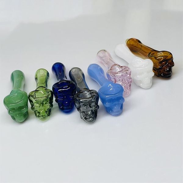 Tubos de tubo de tabaco colorido grande pirex 4''Skull Glass Oil Burner Color grosso