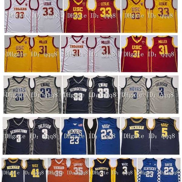 College -Basketball tr￤gt Matt Miller USC Trojans College Basketball Trikots Lisa Leslie Georgetown Hoyas Allen Iverson Patrick Ewing Texas Longhorns Kevin Durant