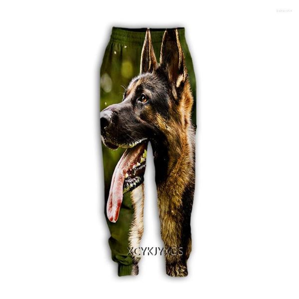 Calça masculina homens/mulheres pastor alemão cão 3d impresso de streetwear de moda casual solto esportivo long f24