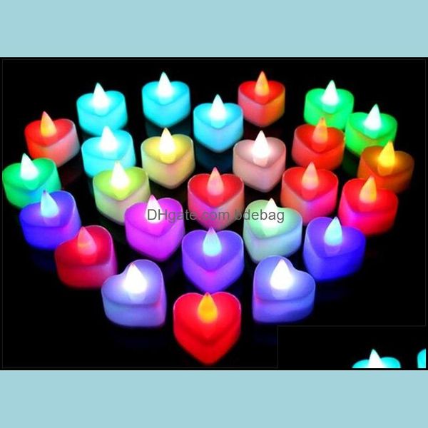 Partido decoração de velas lebra -em forma de coração criativo led eletrônica decoração velas dão luzes lâmpada de aniversário de aniversário arranjo dhtyq