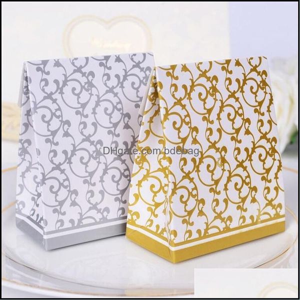 Principal de presente 10pcs criativo Golden Golden Sier Ribbon Wedding Favors Party Wrap Greis Box Box Cookie Candy Gream