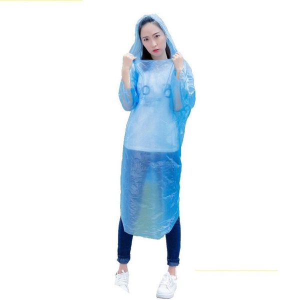 Impermeabili Fashion Travel Must Rainwear Trasparente Impermeabile Mix di colori Pe Poncho monouso con cappuccio Impermeabili Pioggia di emergenza Wear Me Dhgjl