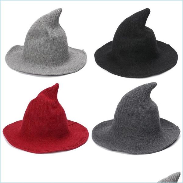 Chapéus de festa Halloween Witch Hat Diversified ao longo do Cap de lã de ovelha de tricô pescador da moda feminina Ponto de Bacho de Balde Dhdx6