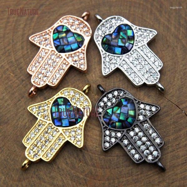 Colares pendentes Clear CZ Micro Pave Hamsa Hamsa Double Bail