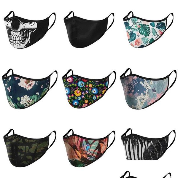 Maschere di design Skls Dust Black Maschera personalizzata Fiore Pianta Uccelli Mascarilla Moda Pieghevole Riutilizzabile Mascherine Lavabile M Dhgarden Dhrxt