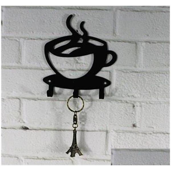 Ganci rotaie tazza di caffè nero 3 ganci toni metallici ganci ganci ganci organizzatore di ganci per casa decorazione da parete 6fl uu drop drop parto giardino h dhz2o