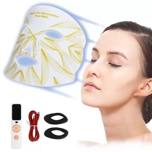 Maschera per il trattamento di bellezza Maschere LED Photon Ringiovanimento della pelle Terapia della luce blu rossa Antirughe per la rimozione delle macchie dell'acne