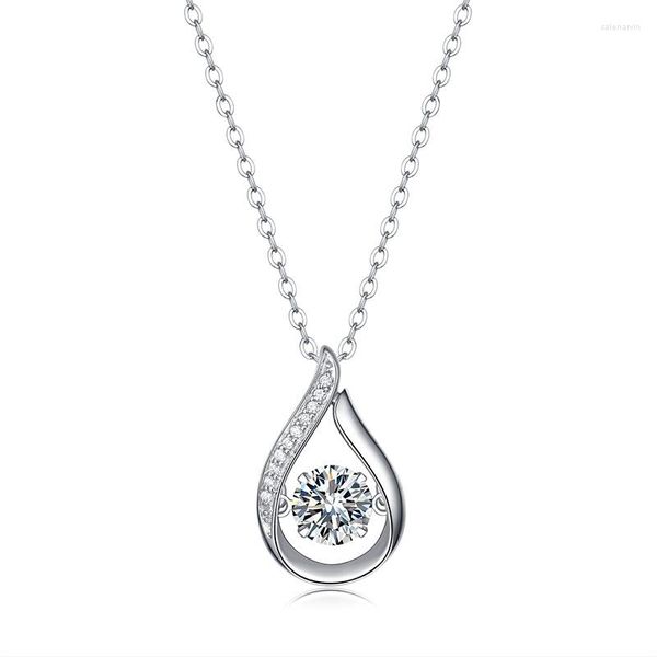 Catene 999 Collana in argento Moissanite Pendente a goccia Catena a clavicola Gioielli di moda per la decorazione Regalo di festival 2022