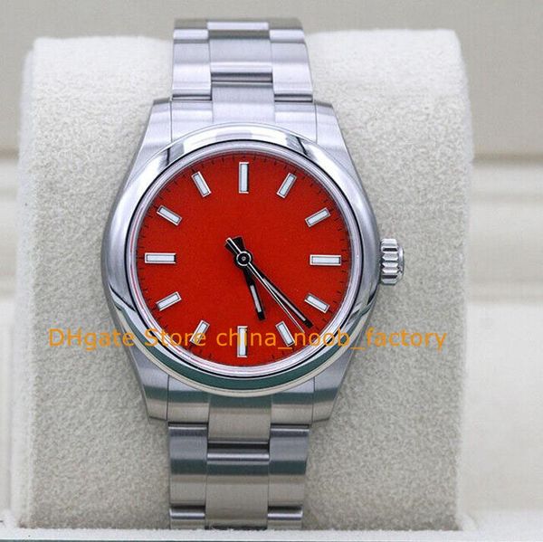 9 colori da donna con orologio da polso da donna 31 mm quadrante rosso cinturino in acciaio inossidabile nero rosa Asia 2813 movimento meccanico automatico orologi da polso da donna