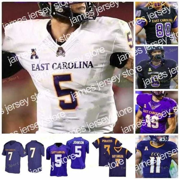 American College Football Wear NIK1 2021 Oriental Carolina Piratas ECU Jersey NCAA College 5 C.J. Johnson 22 Tyler Snead 11 Blake Proehl 7 Zay Jones