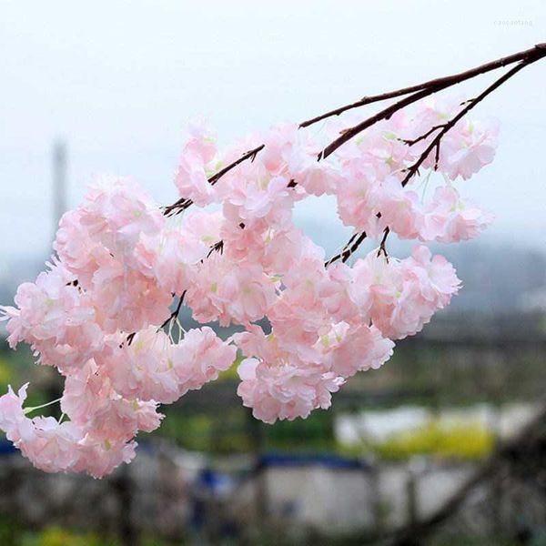 Декоративные цветы 5pc искусственный вишневый цветок цветочный ветвь сакура декор дерево