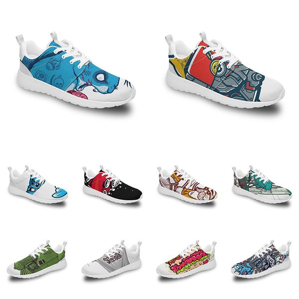 Мужчины Женщины Custom Sports Shoes Anime Cartoon Animal Design Diy Word Black Blue Red красный красочный мужской тренер на открытом воздухе 189