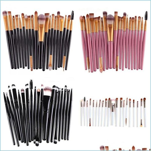 Andere Hausgarten-Make-up-Pinsel-Set Gesichts-Augen-Funktionspinsel Hochwertiger Anzug Colorf Holzstangenstil Schönheitsgeräte Kunststoff Dhdqr