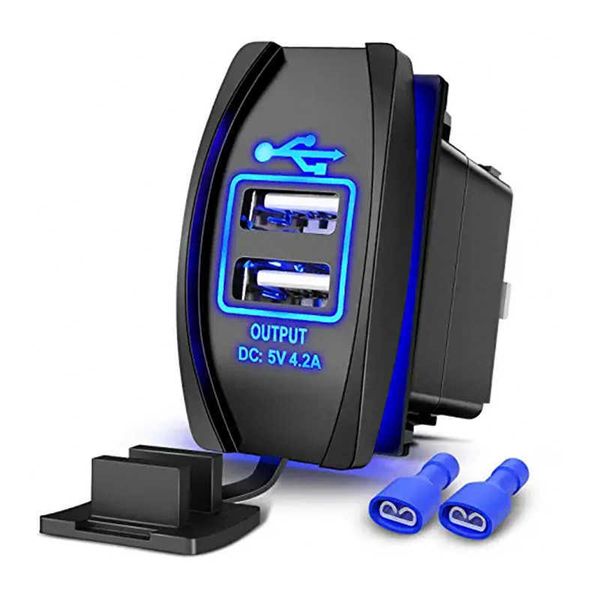 Soquete de carga USB 12-24V 4.2A Dupla tomada de carregador de energia USB para motocicleta Adaptador de clara de cigarro ATV de motocicleta