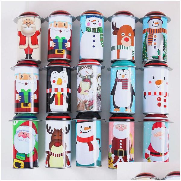Garrafas de armazenamento Jars de metal redonda de garoto de presente de estojo de estojo de estojo de doces Jar de doces de Natal Papai Noel