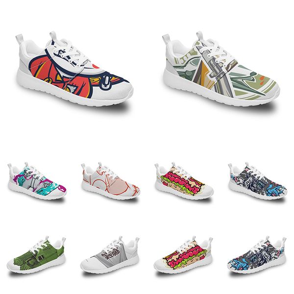 Мужчины Женщины Custom Sports Shoes Anime Cartoon Animal Design Diy Word Black Blue Red красный красочный мужской тренер на открытом воздухе 191