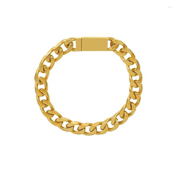 Braccialetti di collegamento di alta qualità 18 K placcato acciaio inossidabile cordolo catena cubana braccialetti dichiarazione magnete braccialetto gioielli regalo di nozze