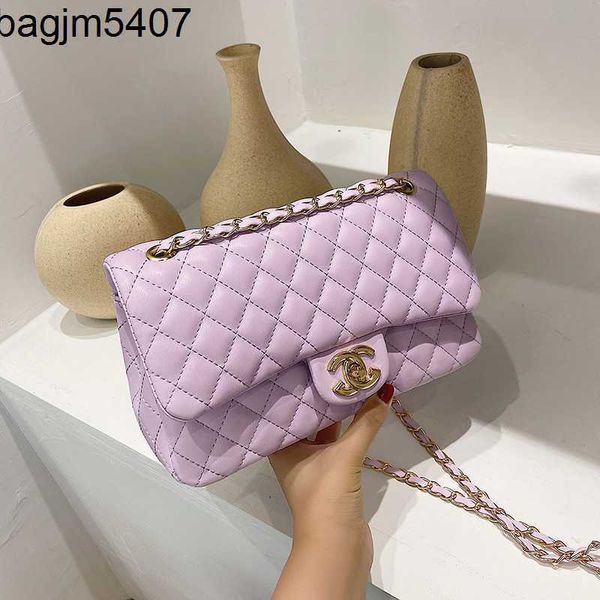 2023 New Bag líquido feminino Red Korean ombro único Trend Saco Crossbody Diamond Lattice Borderyer Square