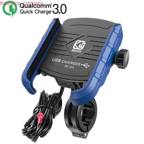 Carro de alumínio de alumínio à prova d'água portador de telefone com QC 3.0 carregador USB Montagem do telefone para motocicleta ATV Minça GPS espelho GPS Stand