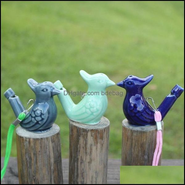 Partybevorzugung Keramik-Vogelform-Pfeife Wasser hinzufügen Soundding Ocarina Pfeifen niedlicher Stil Spielzeug für Kinder Kunst viele 1 1Yx Zz Drop Delive Dhmok