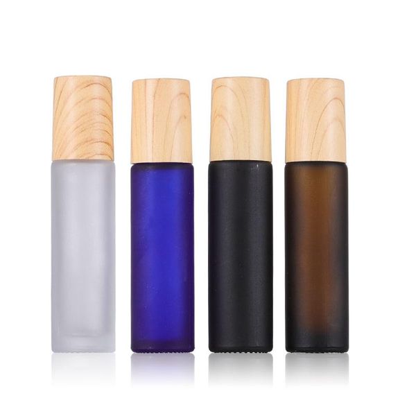 Mattierte Lipgloss-Öl-Roll-On-Flasche, 10 ml, tragbarer, leerer, nachfüllbarer, mattierter Make-up-Behälter mit Metallkugel